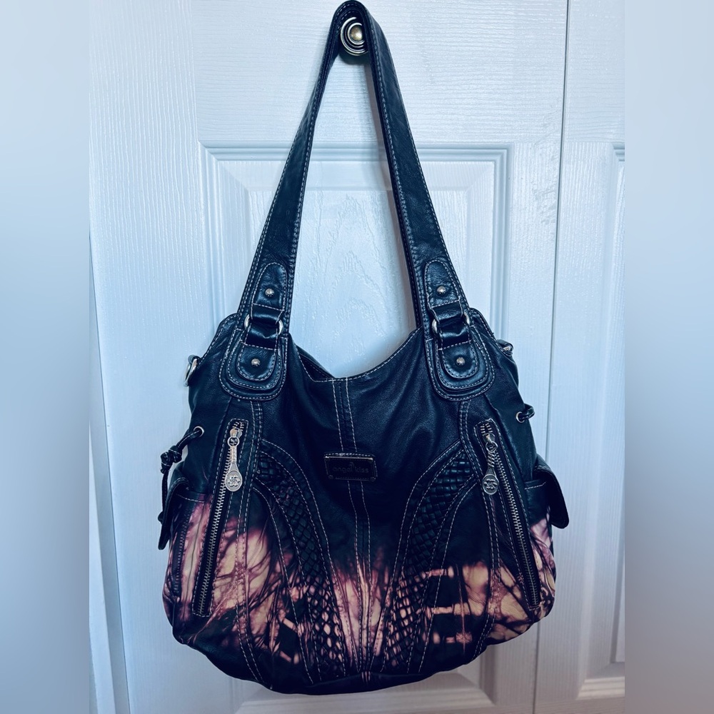 Angelkiss Purple and White Tie Dye Shoulder Bag with Crossbody strap